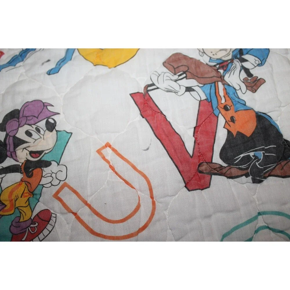 Vintage Walt Disney Mickey Mouse Baby ABC Blanket Dundee Red Alphabet Minnie